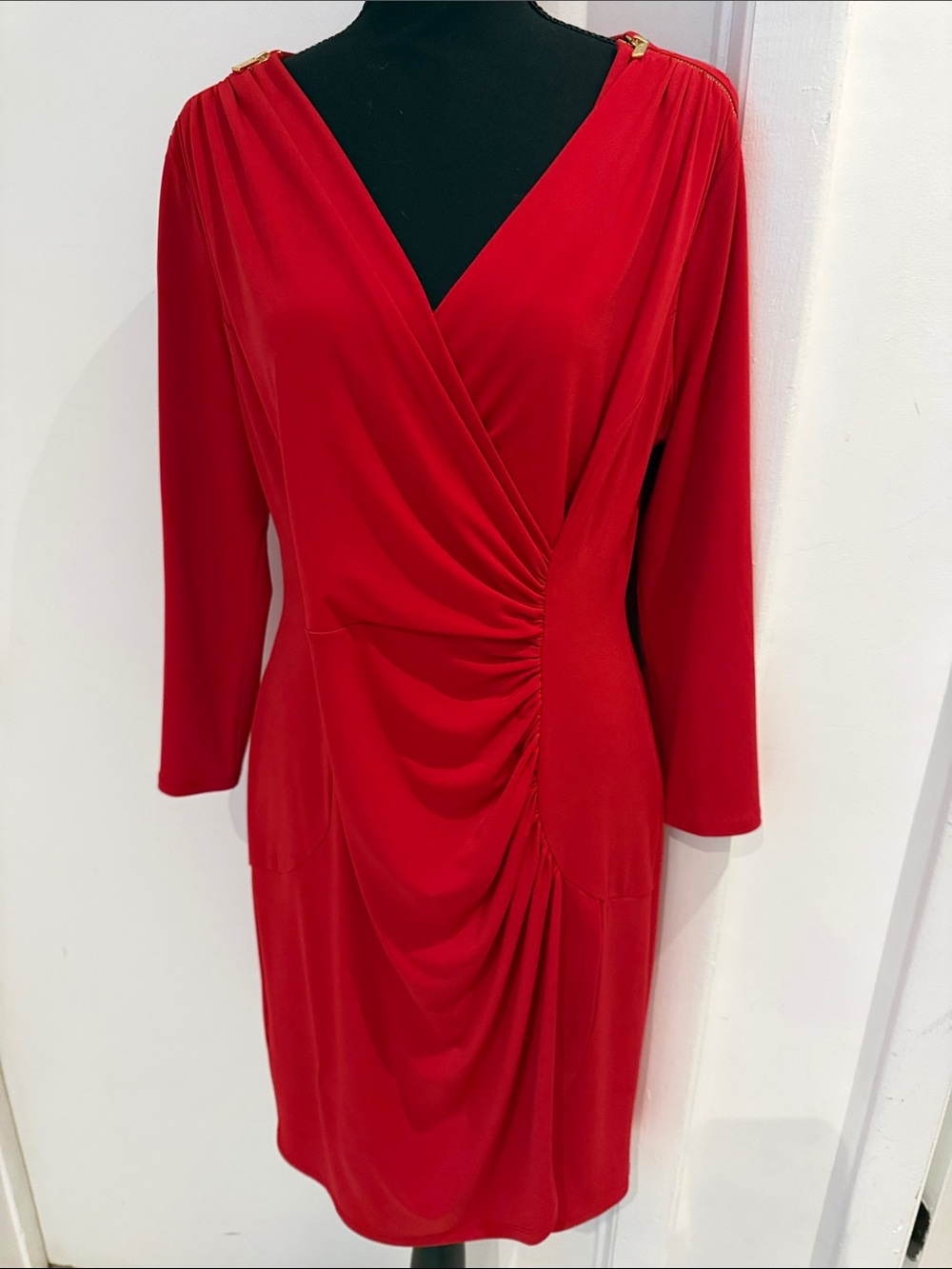 Calvin Klein Red Satin Midi Dress. Worn Once. Very Pretty.
